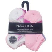 Wholesale - 10pk WHT NAUTICA GIRLS STRIPE HC NS SOCKS SIZE 4-6, UPC: 193159183622